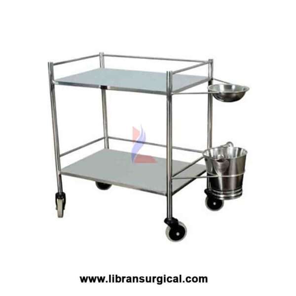 Libran Surgical Hospital Instrument Trolley With Bucket And Bowl Stainless Steel