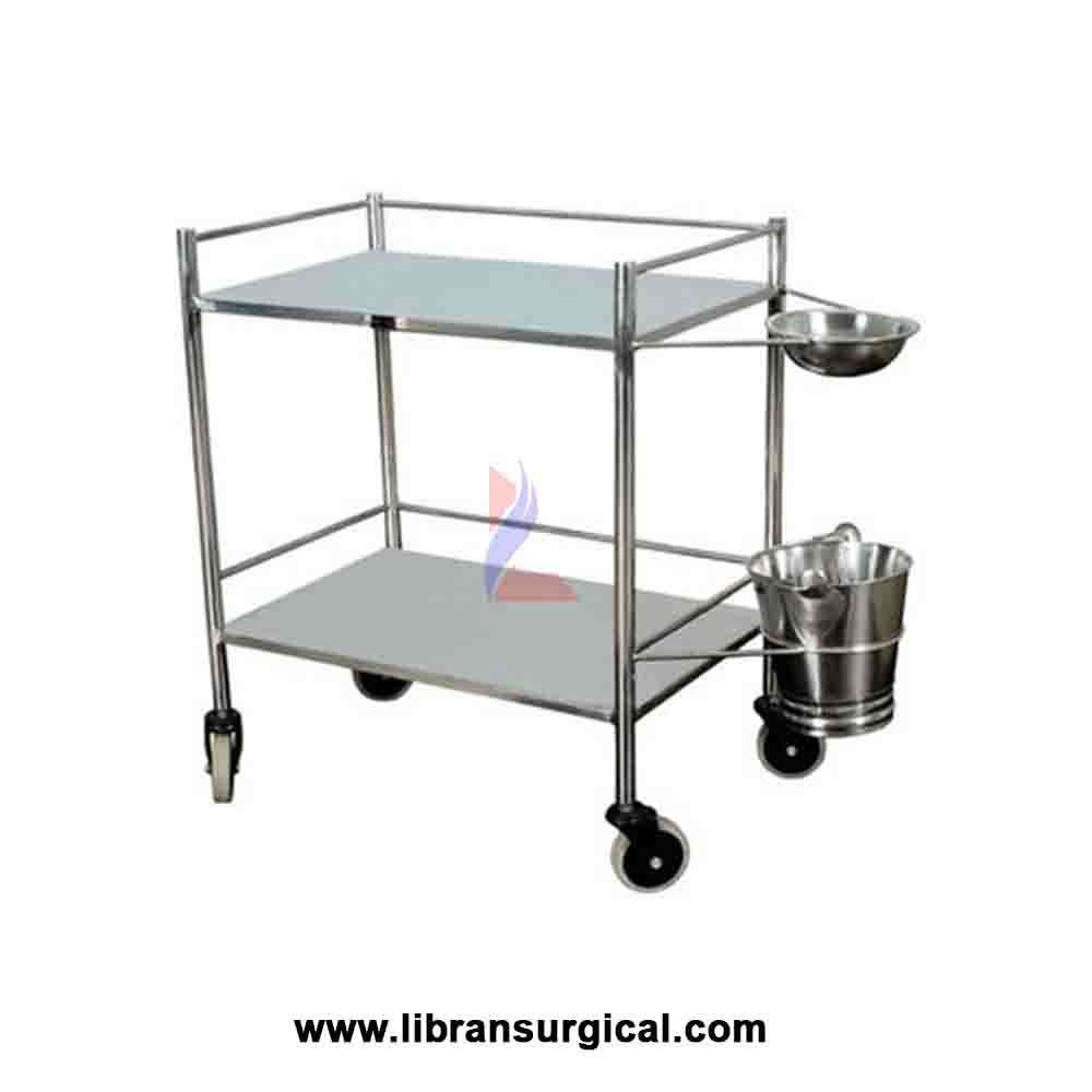 Libran Surgical Hospital Instrument Trolley With Bucket And Bowl Stainless Steel